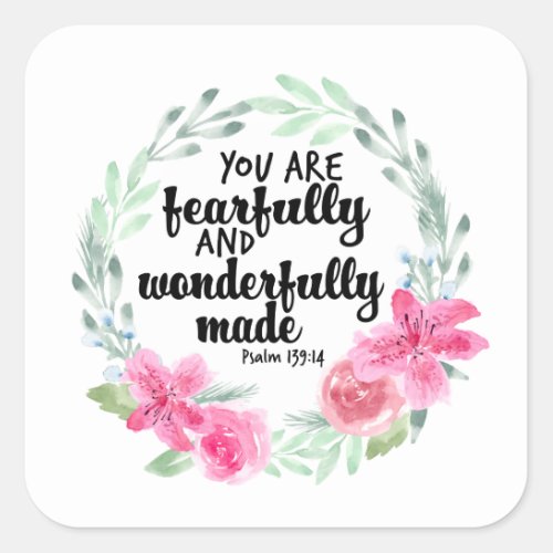 Fearfully and wonderfully made square sticker