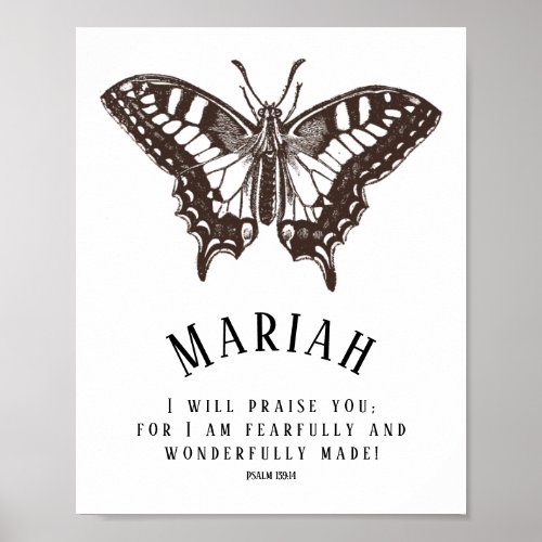 Fearfully and Wonderfully Made Vintage Butterfly  Poster