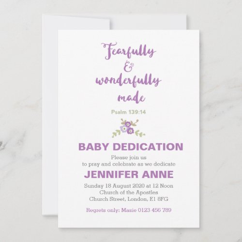 Fearfully  Wonderfully Baby Dedication Invite