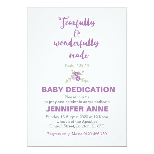 Fearfully Wonderfully Baby Dedication Invite Zazzle Fearfully Wonderfully Baby Dedication Invite