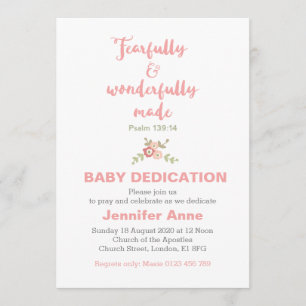 Fearfully & Wonderfully Baby Dedication Invite