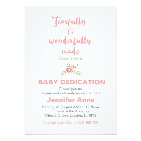 Fearfully Wonderfully Baby Dedication Invite Zazzle Fearfully Wonderfully Baby Dedication Invite