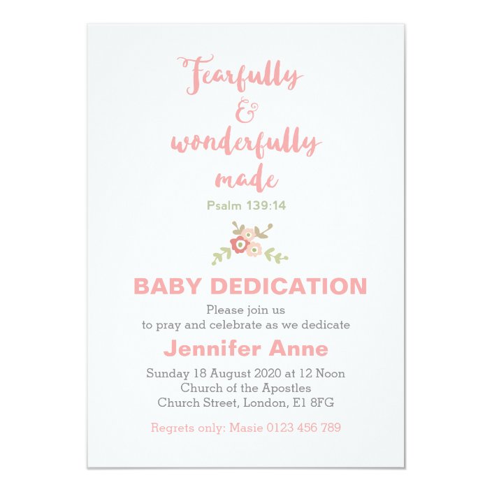 Fearfully Wonderfully Baby Dedication Invite Zazzle Fearfully Wonderfully Baby Dedication