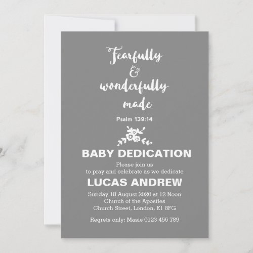 Fearfully  Wonderfully Made Baby Dedication Invitation