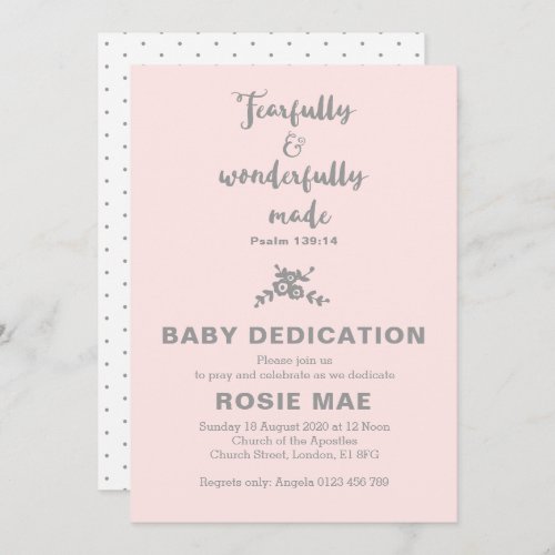 Fearfully  Wonderfully Made Baby Dedication Invitation