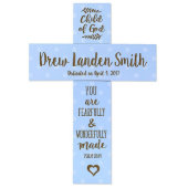 Fearfully & Wonderfully Made Blue Cross Wall Sign (Front)