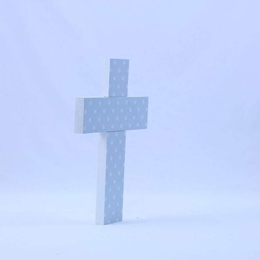 Fearfully & Wonderfully Made Blue Cross Wall Sign (Three quarter view)