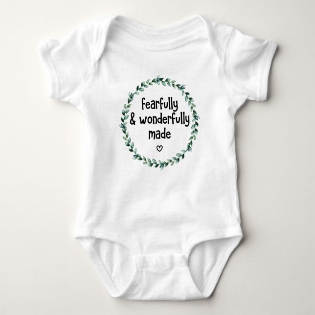 Fearfully & Wonderfully Made Christian Religious Baby Bodysuit (Front)