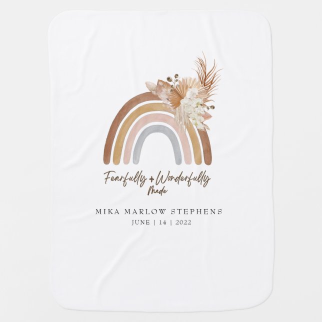 Fearfully & Wonderfully Made Rainbow Baby Blanket (Front)