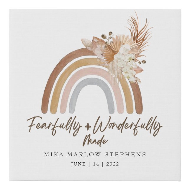 Fearfully & Wonderfully Made Rainbow Nursery Decor Faux Canvas Print (Front)