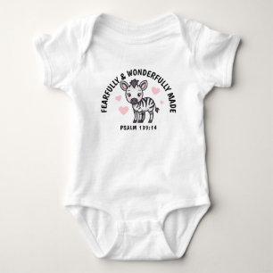 Fearfully & Wonderfully Made Zebra Scripture Baby Bodysuit