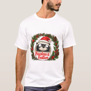 Fearless and Festive Funny Honey Badger Christmas  T-Shirt