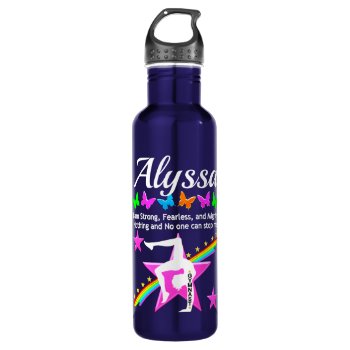 Fearless And Strong Gymnast Custom Water Bottle by MySportsStar at Zazzle