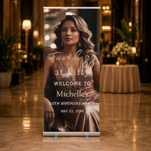 Fearless at Fifty Rose Gold Photo 50th Birthday Retractable Banner