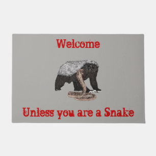 Fearless Badass Honey Badger a attacking Cobra Art Doormat
