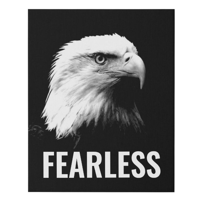 Fearless Bald Eagle Motivational Courage Artwork Faux Canvas Print (Front)