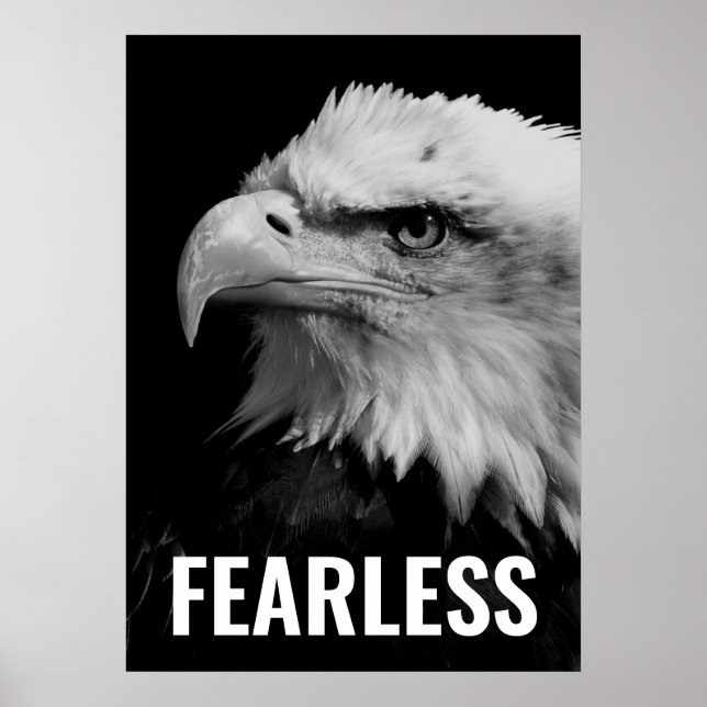 Fearless Bald Eagle Motivational Courage Artwork Poster (Front)