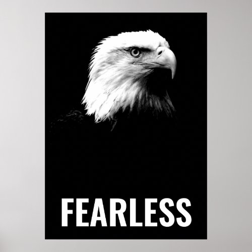 Fearless Bald Eagle Motivational Courage Artwork Poster