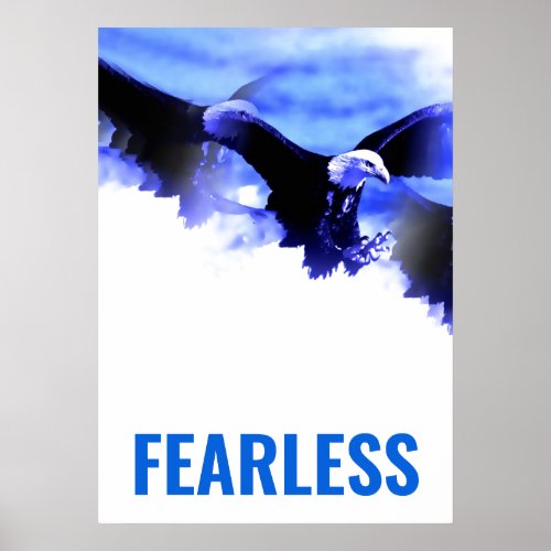 Fearless Bald Eagle Motivational Courage Artwork Poster