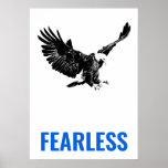 Fearless Bald Eagle Motivational Courage Pop Art Poster<br><div class="desc">Quote on Poster: Fearless</div>