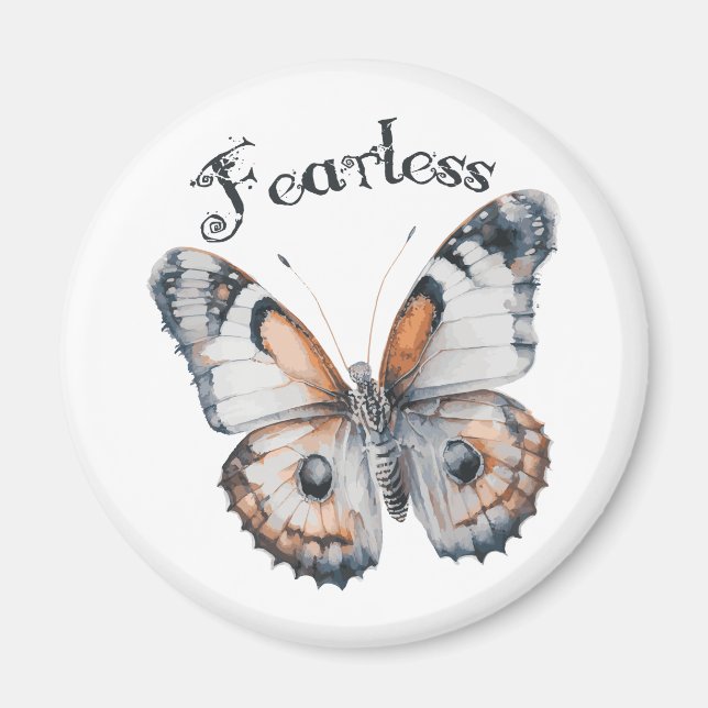 Fearless Butterfly Watercolor Graphic Design, Fear Magnet (Front)