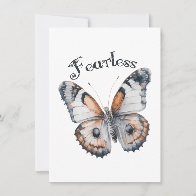 Fearless Butterfly Watercolor Graphic Design, Fear Thank You Card (Front)