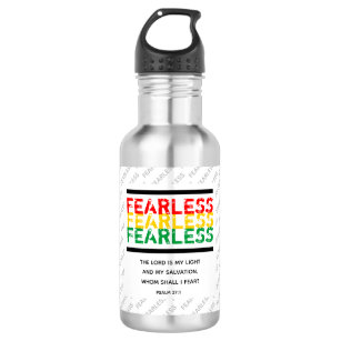 FEARLESS Christian Scripture Psalm 27 WH Stainless Steel Water Bottle