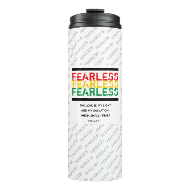 FEARLESS Christian Scripture Psalm 27 White Thermal Tumbler (Front)