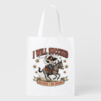 Fearless Cowgirl Western Adventure Ride Grocery Bag
