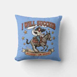 Fearless Cowgirl Western Adventure Ride Throw Pillow