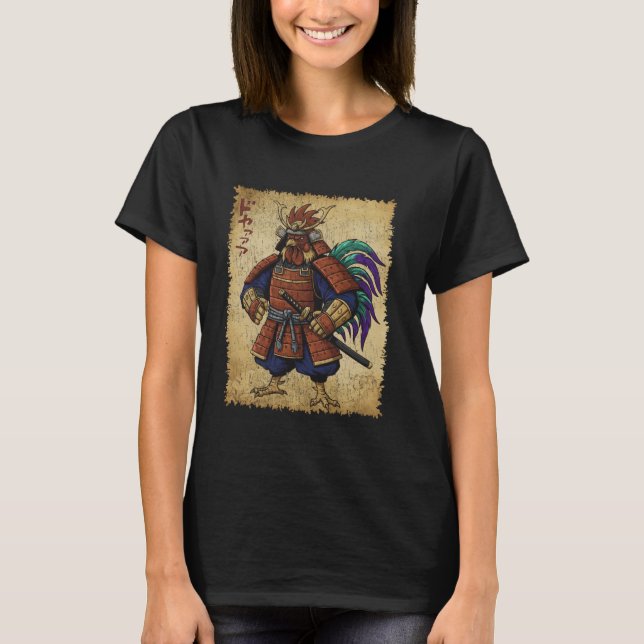 Fearless Epic Samurai Rooster Bushido Warrior Vint T-Shirt (Front)