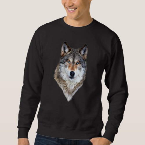 Fearless Eye Of The Wolf Face Print Graphic Sweatshirt