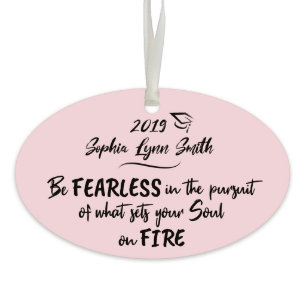 Fearless Fire 2.5" X 4" Pink Wooden Ornament