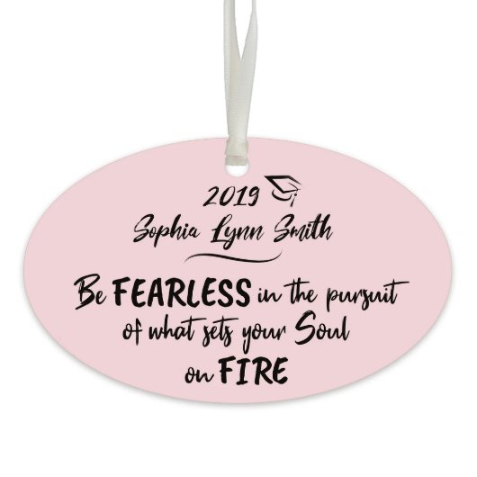 Fearless Fire 2.5" X 4" Pink Wooden Ornament (Front)