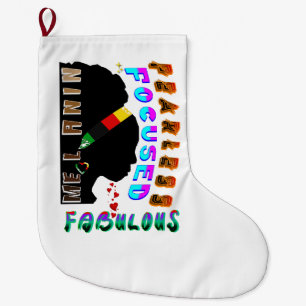Fearless Focused Fabulous Melanin Large Christmas Stocking