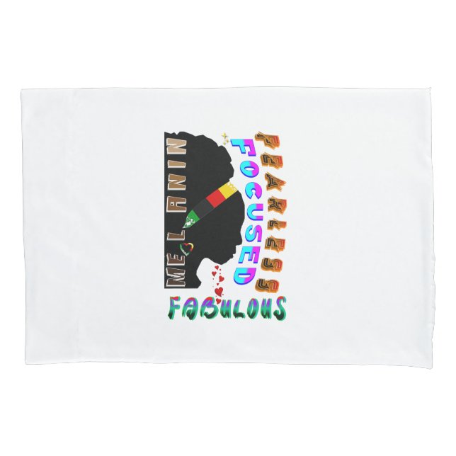 Fearless Focused Fabulous Melanin Pillow Case (Front-Left)