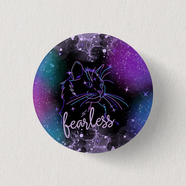 Fearless Galaxy Cat Button (Front)