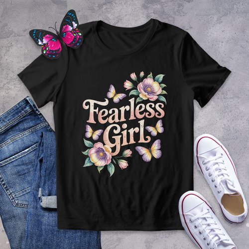 Fearless Girl Butterfly and Floral Shirt