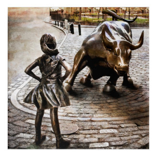 Fearless Girl Faces Down Rampaging Bull Acrylic Print