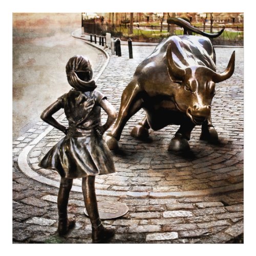 Fearless Girl Faces Down Rampaging Bull Photo Print