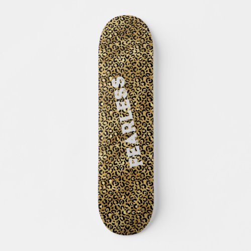 FEARLESS Gold Black Leopard Wild Animal Print Skateboard