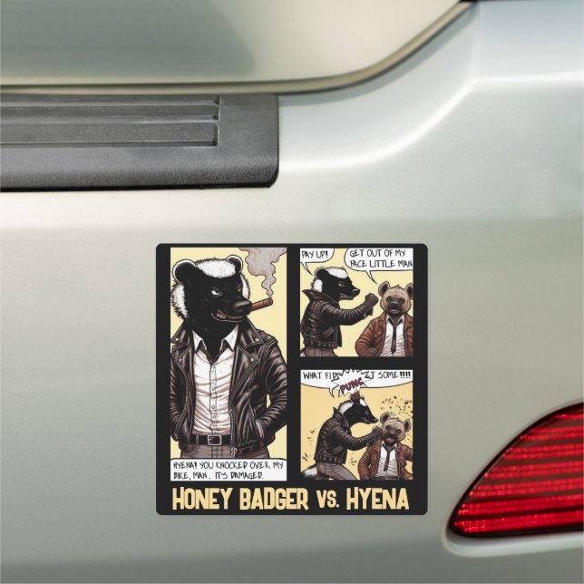 FEARLESS Honey Badger Fights a Hyena Car Magnet (In Situ)