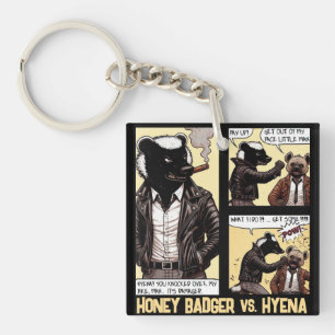 FEARLESS Honey Badger Fights a Hyena Keychain
