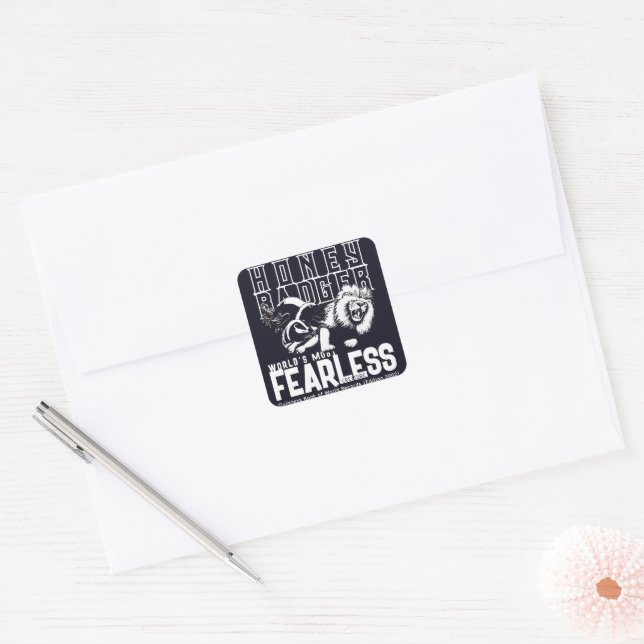 FEARLESS Honey Badger Square Sticker (Envelope)