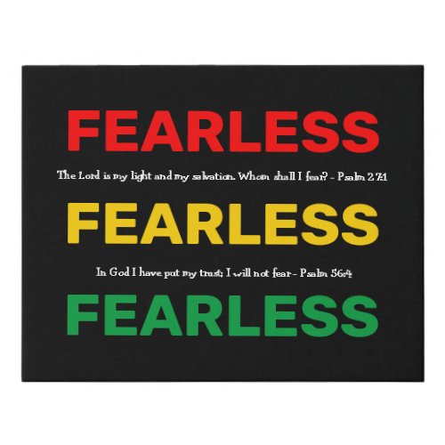 FEARLESS Inspirational Psalms I WILL NOT FEAR Faux Canvas Print