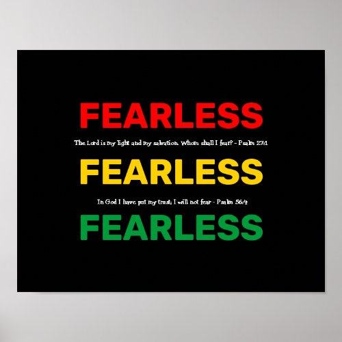 FEARLESS Inspirational Psalms I WILL NOT FEAR Poster