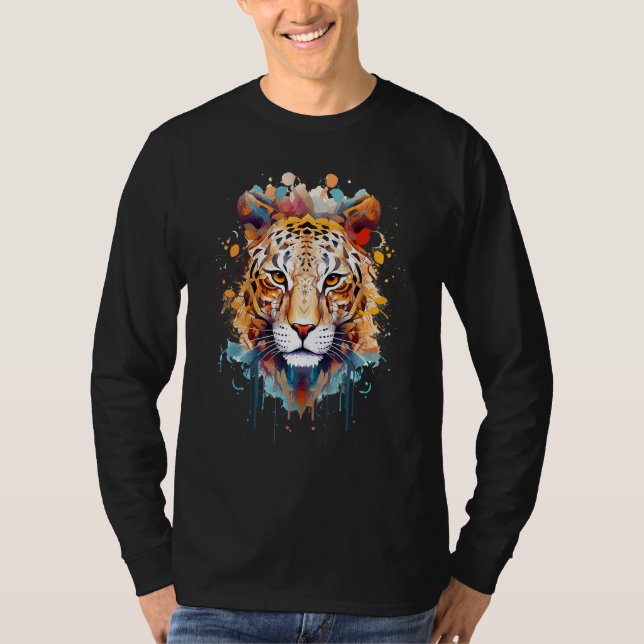Fearless Jaguar Face Big Cat Lover Print Art Graph T-Shirt (Front)