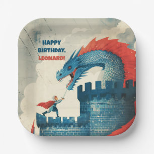 Fearless Knight and Dragon Paper Plates