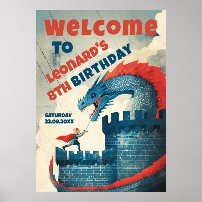 Fearless Knight and Dragon Welcome Sign (Front)