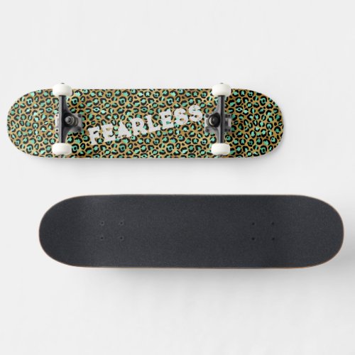 FEARLESS Light Green Leopard Wild Animal Print Skateboard